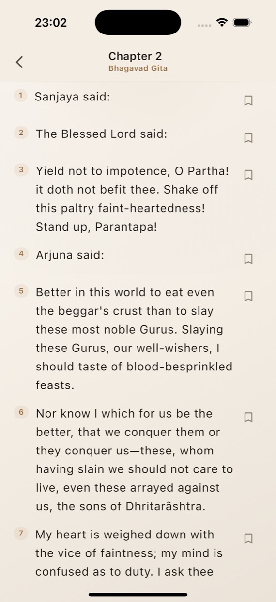 Bhagavad Gita chapter two shown verse by verse