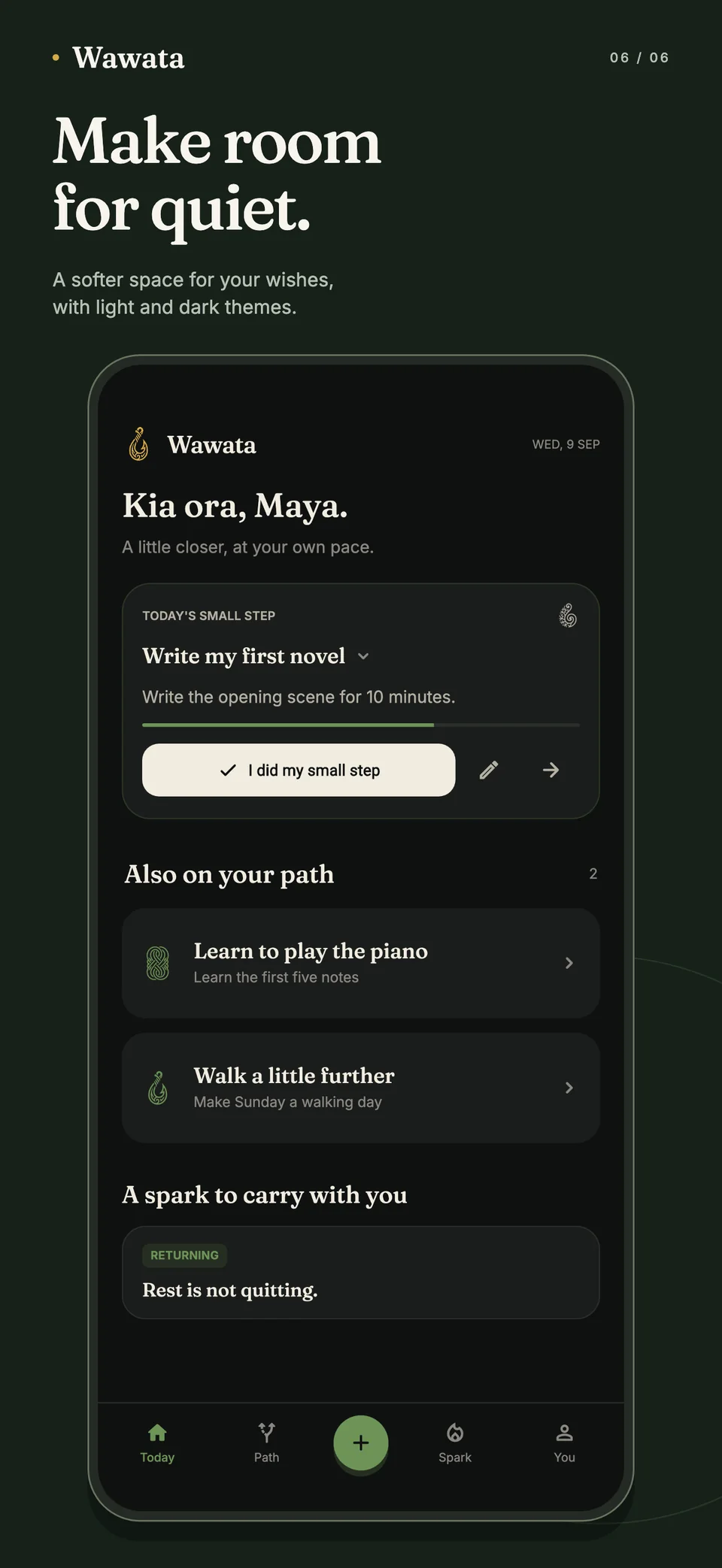 Wawata preview in its dark theme